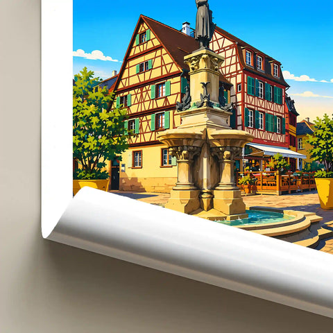 Affiche - Colmar - Fontaine Roesselmann - affiche colmar