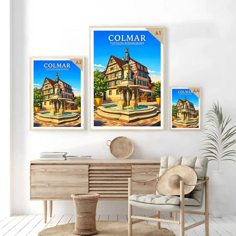 Affiche - Colmar - Fontaine Roesselmann - affiche colmar