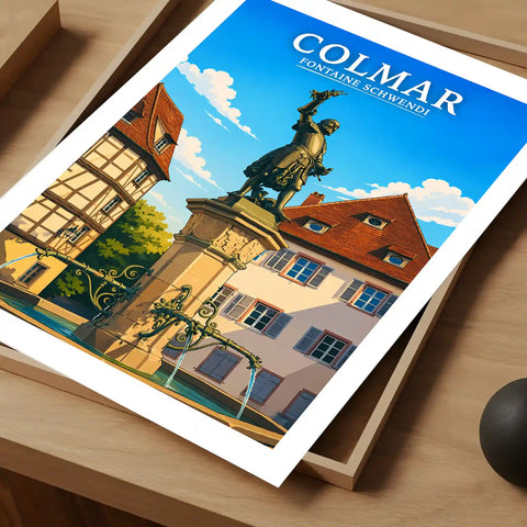Affiche - Colmar - Fontaine Schwendi - affiche colmar