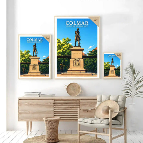 Affiche - Colmar - Statue du Général Rapp - affiche colmar