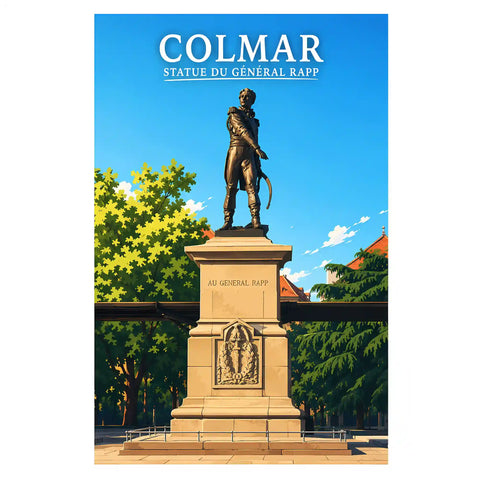 Affiche - Colmar - Statue du Général Rapp - affiche colmar