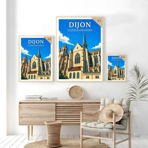 Affiche Dijon Cathédrale Sainte-Bénigne