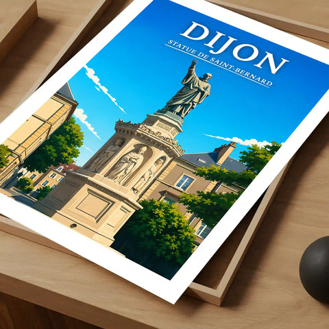 Affiche Dijon Statue de Saint-Bernard