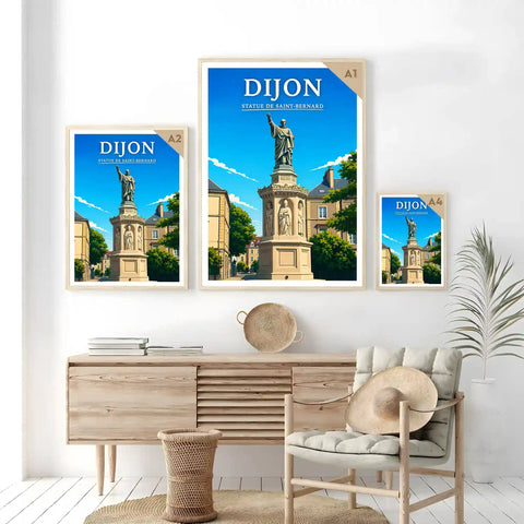 Affiche Dijon Statue de Saint-Bernard