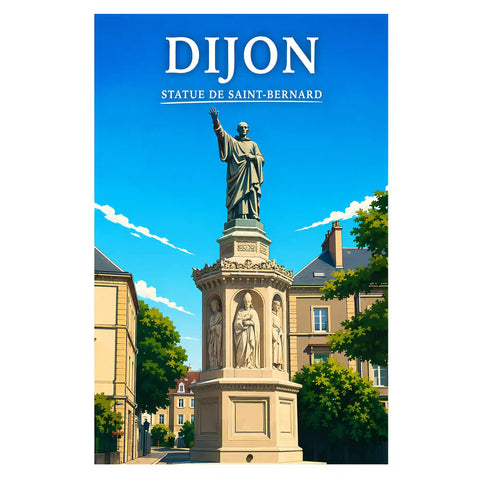 Affiche Dijon Statue de Saint-Bernard
