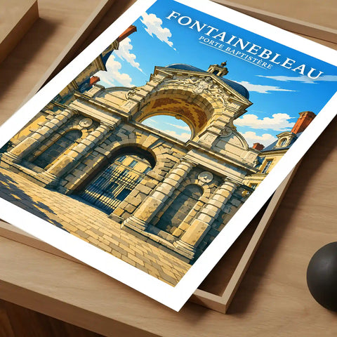 Affiche - Fontainebleau - Porte Baptistère - affiche fontainebleau