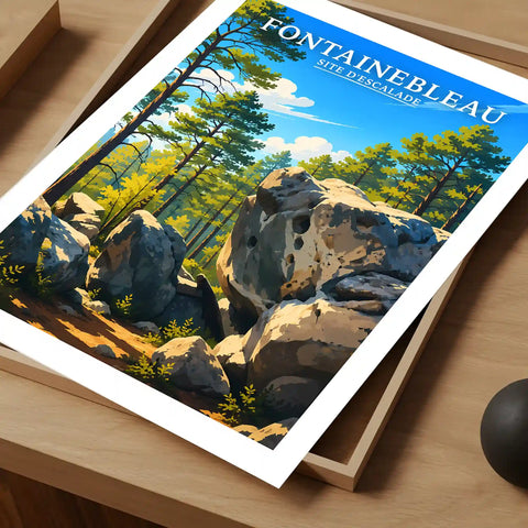 Affiche - Fontainebleau - Site d'Escalade - affiche fontainebleau