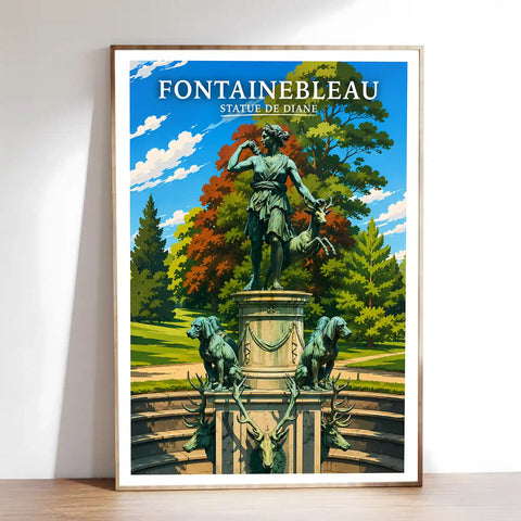 Affiche - Fontainebleau - Statue de Diane - affiche fontainebleau