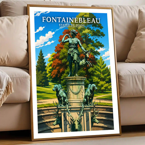 Affiche - Fontainebleau - Statue de Diane - affiche fontainebleau