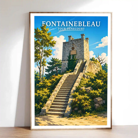 Affiche - Fontainebleau - Tour Denecourt - affiche fontainebleau
