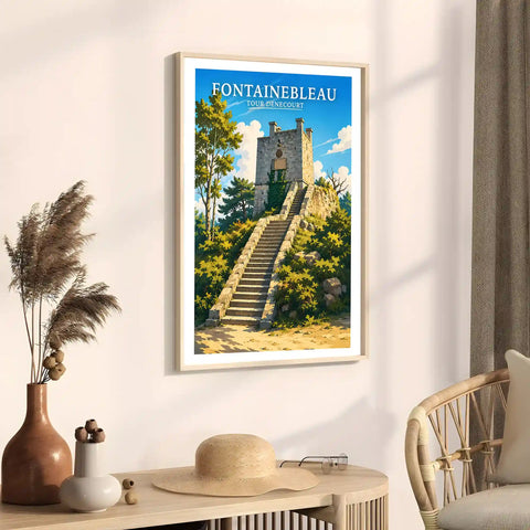 Affiche - Fontainebleau - Tour Denecourt - affiche fontainebleau