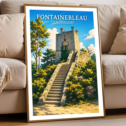 Affiche - Fontainebleau - Tour Denecourt - affiche fontainebleau