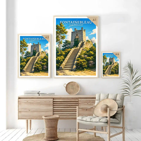 Affiche - Fontainebleau - Tour Denecourt - affiche fontainebleau