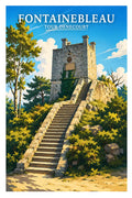 Affiche - Fontainebleau - Tour Denecourt - affiche fontainebleau
