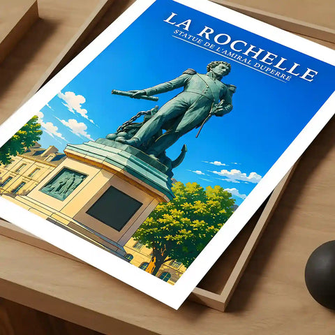 Affiche - La Rochelle - Statue de l'Amiral Duperré - affiche la rochelle