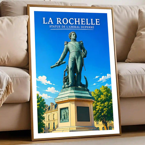 Affiche - La Rochelle - Statue de l'Amiral Duperré - affiche la rochelle