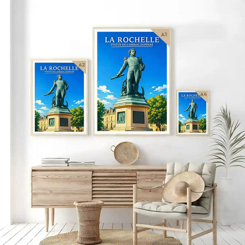 Affiche - La Rochelle - Statue de l'Amiral Duperré - affiche la rochelle