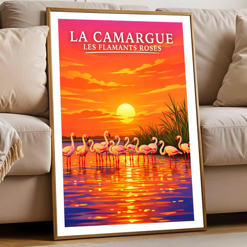 Affiche - La Camargue - Les Flamants Roses