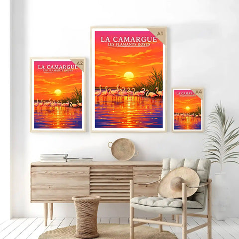 Affiche - La Camargue - Les Flamants Roses