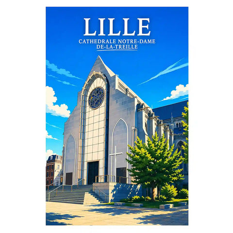 Affiche - Lille - Cathédrale Notre-Dame-de-la-Treille - affiche lille