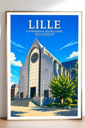Affiche - Lille - Cathédrale Notre-Dame-de-la-Treille - affiche lille