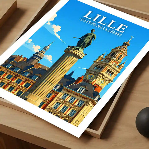 Affiche - Lille - Colonne de la Déesse - affiche lille