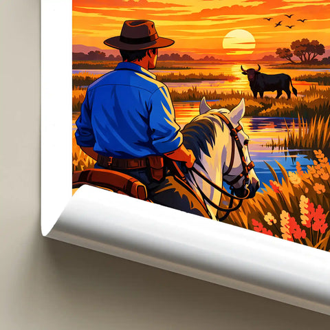 Affiche - Taureau & Cheval de Camargue