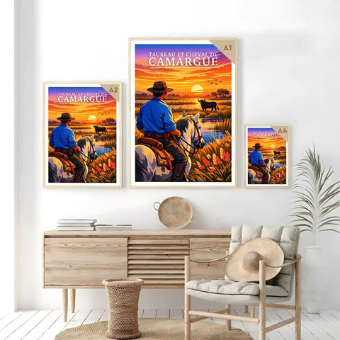 Affiche - Taureau & Cheval de Camargue