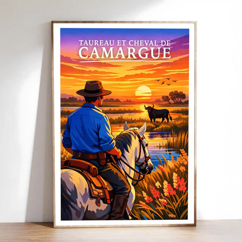 Affiche - Taureau & Cheval de Camargue
