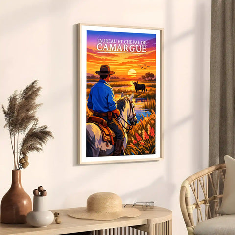 Affiche - Taureau & Cheval de Camargue
