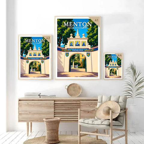 Affiche Menton Jardin Fontana Rosa