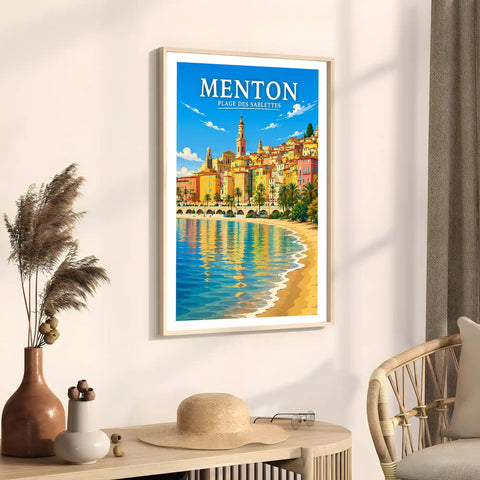 Affiche Menton Plage des Sablettes