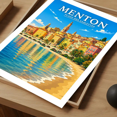 Affiche Menton Plage des Sablettes