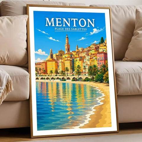 Affiche Menton Plage des Sablettes