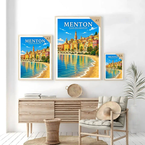 Affiche Menton Plage des Sablettes