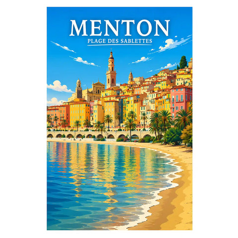 Affiche Menton Plage des Sablettes