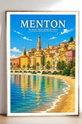 Affiche Menton Plage des Sablettes