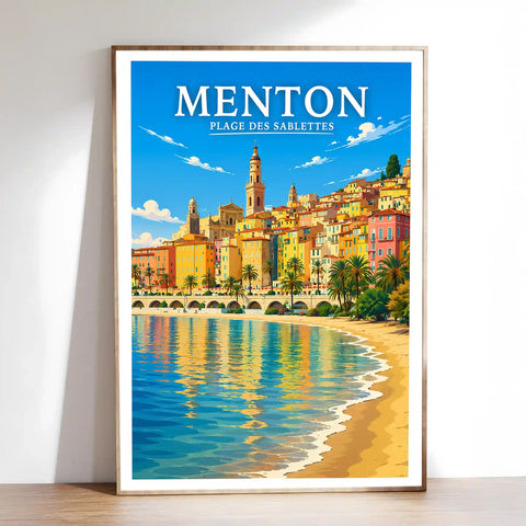 Affiche Menton Plage des Sablettes