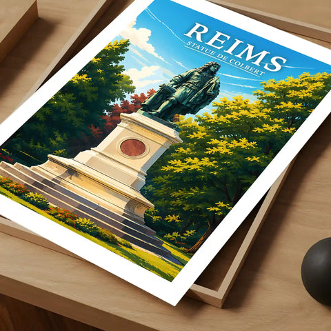 Affiche Reims Statue de Colbert