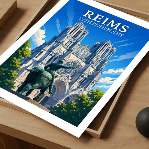 Affiche Reims Statue de Jeanne d'Arc