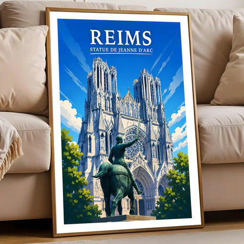 Affiche Reims Statue de Jeanne d'Arc