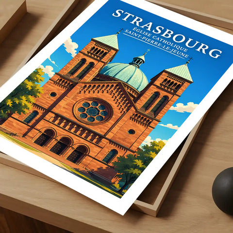 Affiche Strasbourg Église catholique Saint-Pierre-le-Jeune