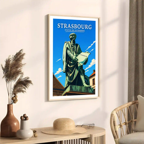 Affiche Strasbourg Statue de Gutenberg