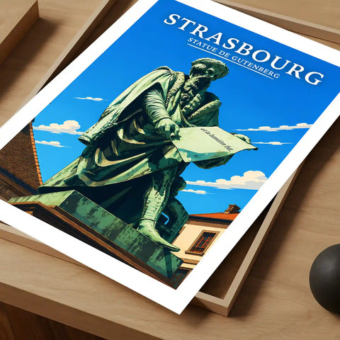 Affiche Strasbourg Statue de Gutenberg