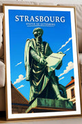 Affiche Strasbourg Statue de Gutenberg