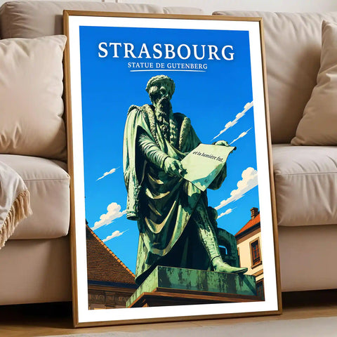 Affiche Strasbourg Statue de Gutenberg