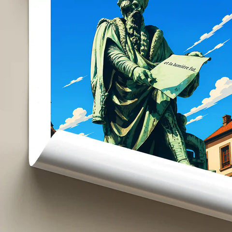 Affiche Strasbourg Statue de Gutenberg