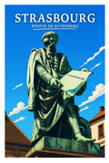 Affiche Strasbourg Statue de Gutenberg