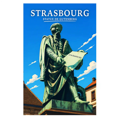 Affiche Strasbourg Statue de Gutenberg