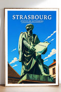 Affiche Strasbourg Statue de Gutenberg
